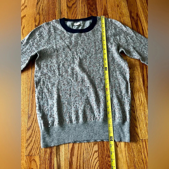 J. Crew Wool Blend Scattered Sequin Sweater Gray with Navy - Medium - Picture 5 of 9